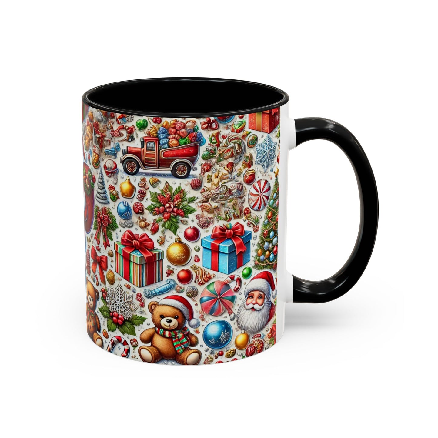 Festive Holiday Cheer Mug – Christmas Wallpaper Design (11, 15oz)