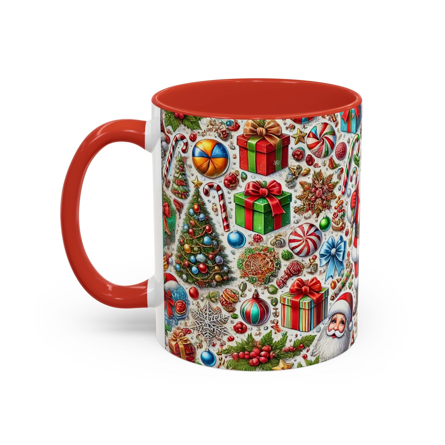 Festive Holiday Cheer Mug – Christmas Wallpaper Design (11, 15oz)