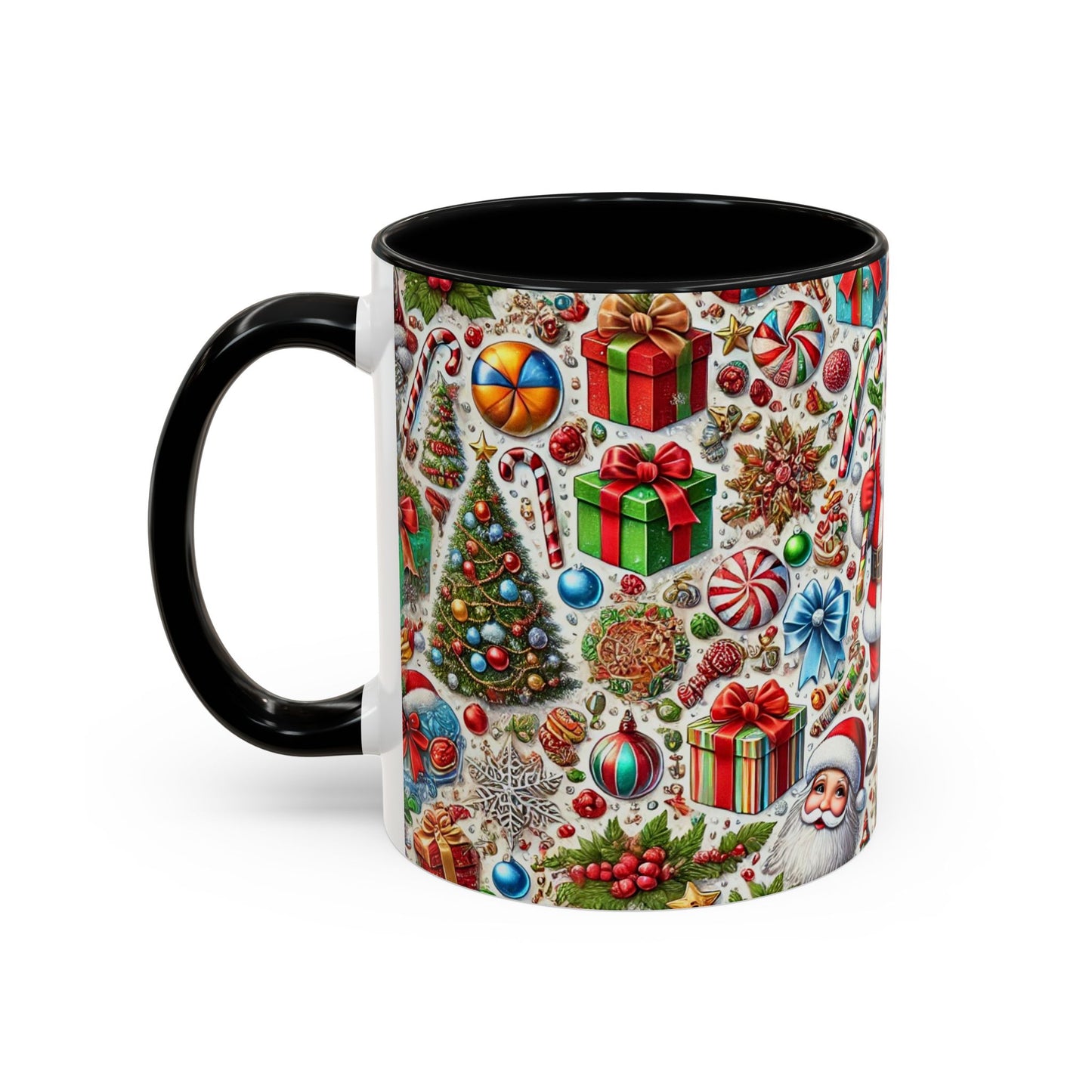 Festive Holiday Cheer Mug – Christmas Wallpaper Design (11, 15oz)