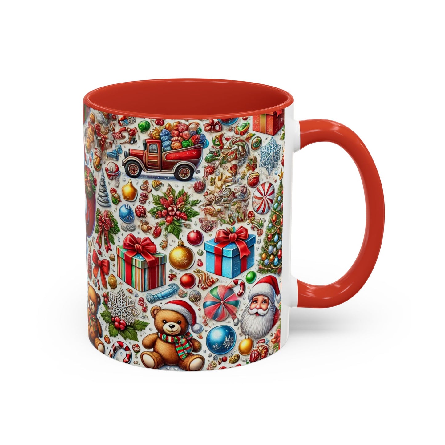 Festive Holiday Cheer Mug – Christmas Wallpaper Design (11, 15oz)