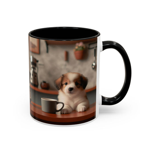 Copy of Cute Puppy with Coffee Mug | Adorable Morning Cafe Mug (11, 15oz)